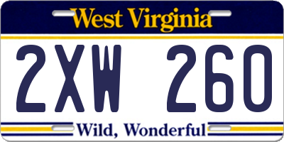 WV license plate 2XW260