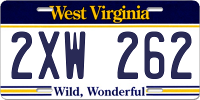 WV license plate 2XW262