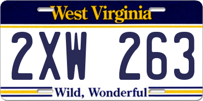 WV license plate 2XW263
