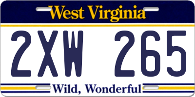 WV license plate 2XW265