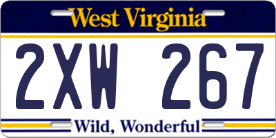 WV license plate 2XW267