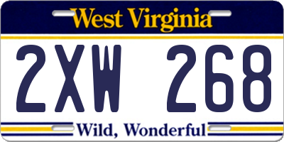 WV license plate 2XW268