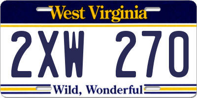 WV license plate 2XW270