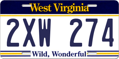 WV license plate 2XW274