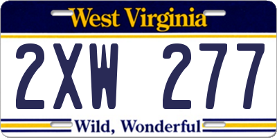 WV license plate 2XW277
