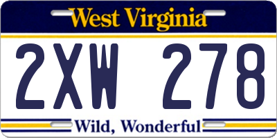 WV license plate 2XW278