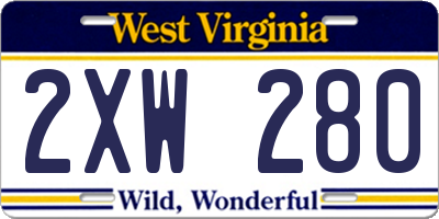 WV license plate 2XW280