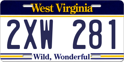 WV license plate 2XW281