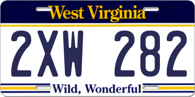WV license plate 2XW282