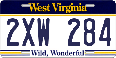 WV license plate 2XW284