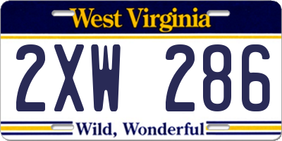 WV license plate 2XW286