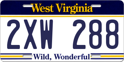 WV license plate 2XW288