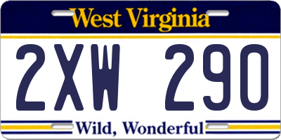 WV license plate 2XW290