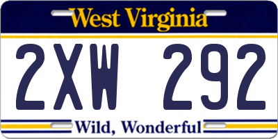 WV license plate 2XW292
