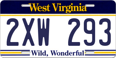 WV license plate 2XW293