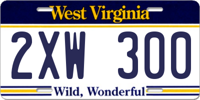 WV license plate 2XW300