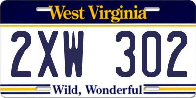 WV license plate 2XW302