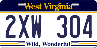 WV license plate 2XW304