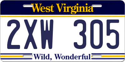 WV license plate 2XW305