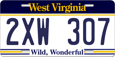 WV license plate 2XW307
