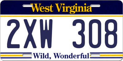 WV license plate 2XW308