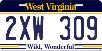 WV license plate 2XW309
