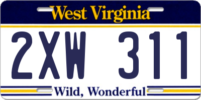 WV license plate 2XW311