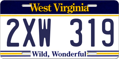 WV license plate 2XW319