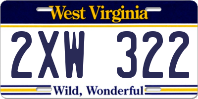 WV license plate 2XW322