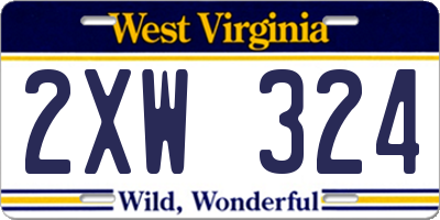 WV license plate 2XW324