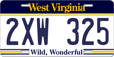 WV license plate 2XW325
