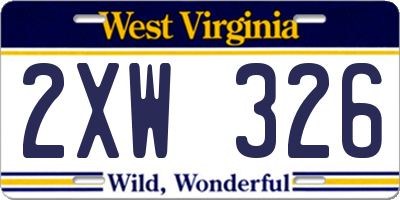 WV license plate 2XW326
