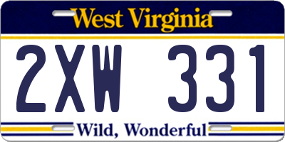 WV license plate 2XW331