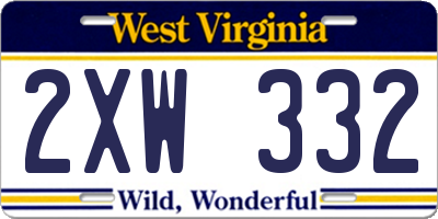 WV license plate 2XW332