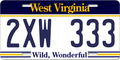 WV license plate 2XW333