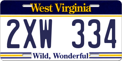 WV license plate 2XW334