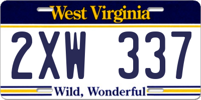 WV license plate 2XW337