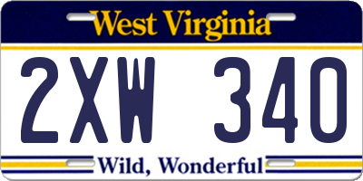 WV license plate 2XW340