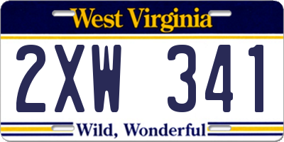 WV license plate 2XW341