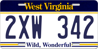 WV license plate 2XW342