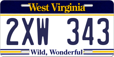WV license plate 2XW343