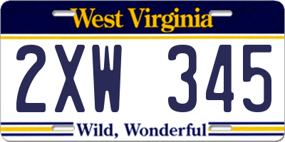 WV license plate 2XW345