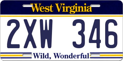 WV license plate 2XW346