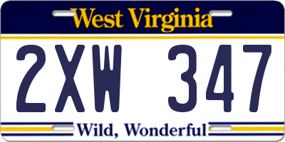 WV license plate 2XW347
