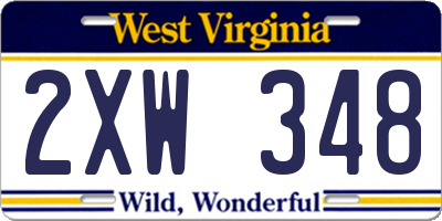 WV license plate 2XW348