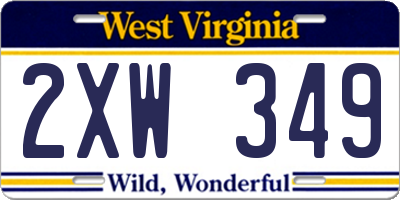 WV license plate 2XW349