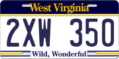 WV license plate 2XW350
