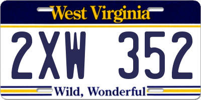 WV license plate 2XW352