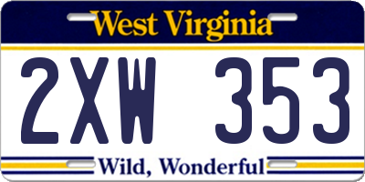 WV license plate 2XW353