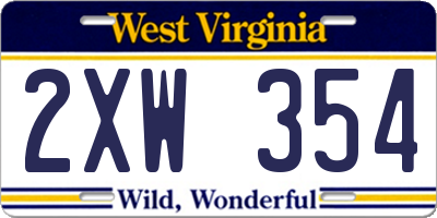 WV license plate 2XW354